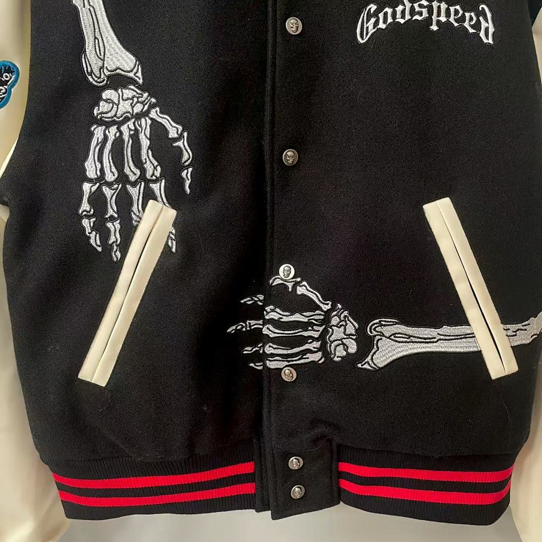 GODSPEED Skeleton Graphic Varsity Jacket