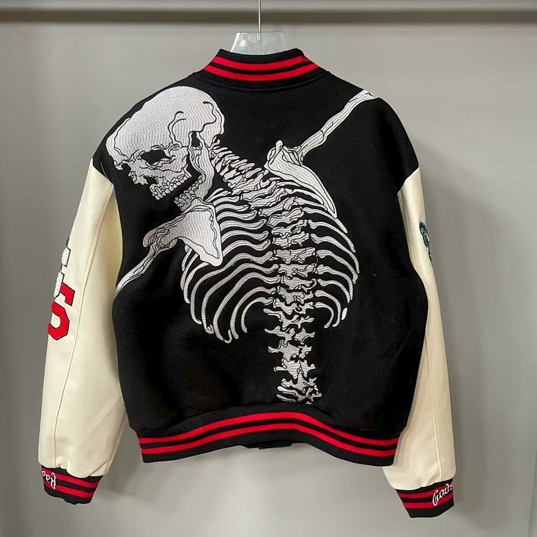 GODSPEED Skeleton Graphic Varsity Jacket