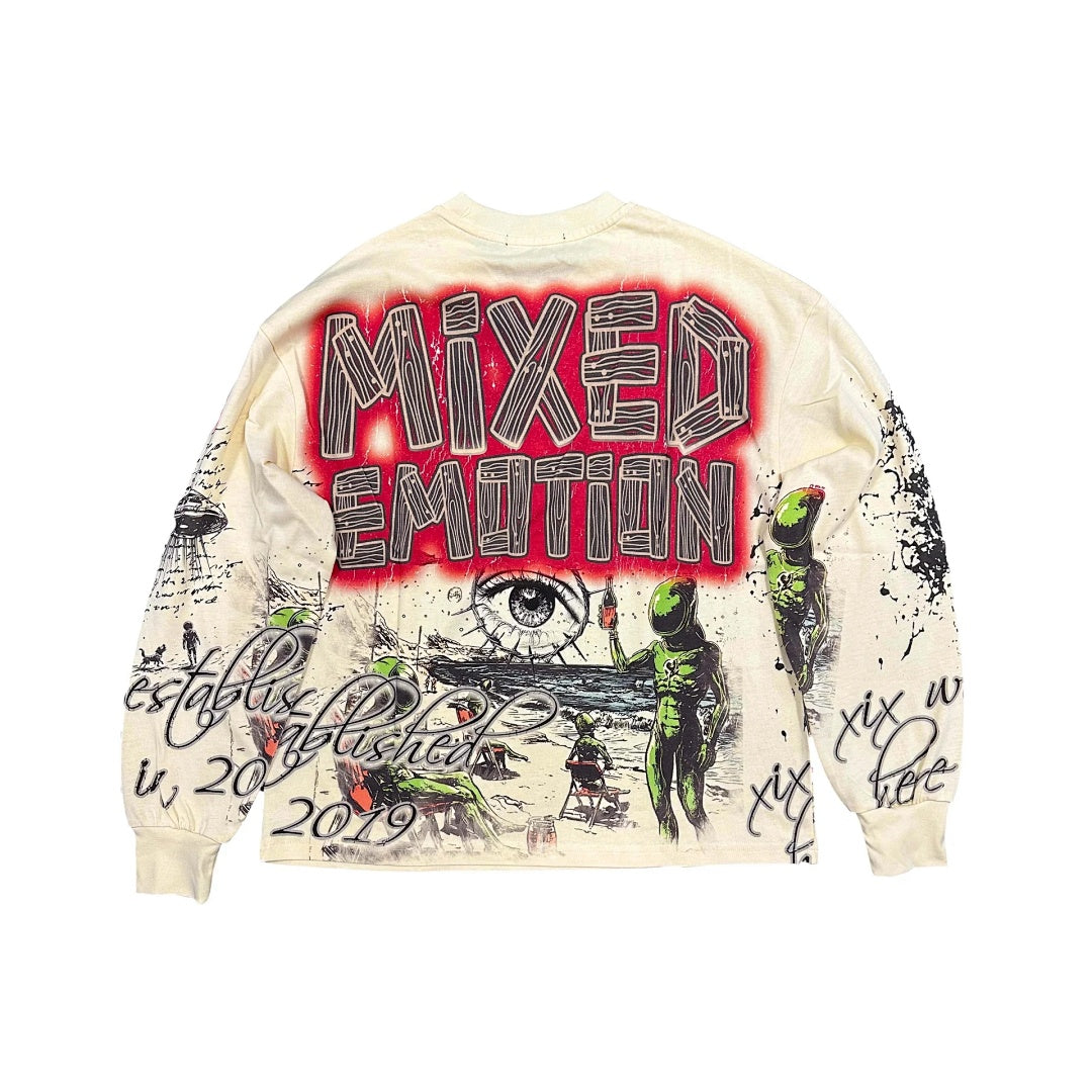 MIXED EMOTION Racing Graphic Long Sleeve Streetwear Top