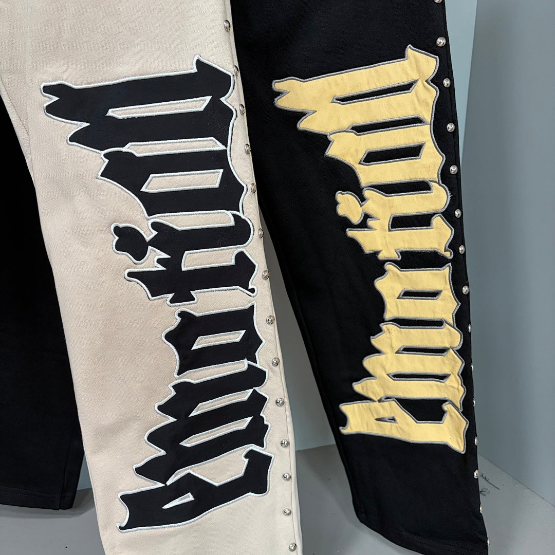 MIXED EMOTION Side Letter Wide-Leg Lounge Pants