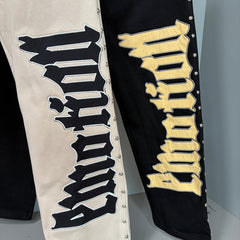 MIXED EMOTION Side Letter Wide-Leg Lounge Pants