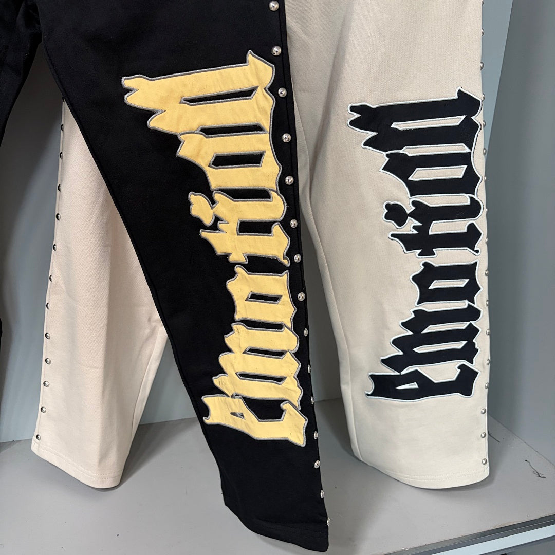 MIXED EMOTION Side Letter Wide-Leg Lounge Pants