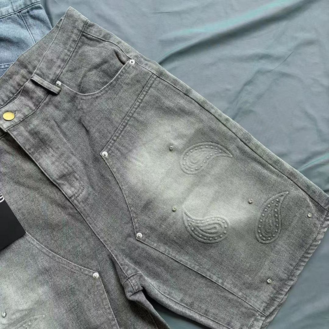 MIXED EMOTION Distressed Graphic Knee-Length Shorts