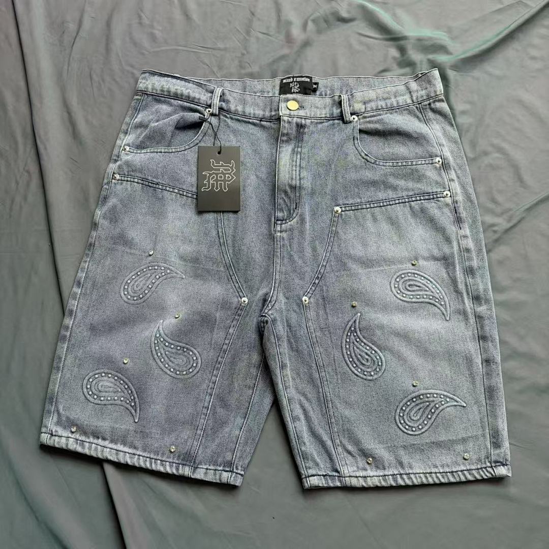 MIXED EMOTION Distressed Graphic Knee-Length Shorts