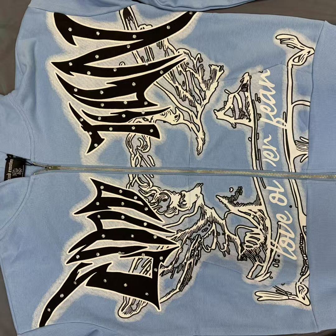 MIXED EMOTION Gothic Wing Embroidery Graphic Hoodie