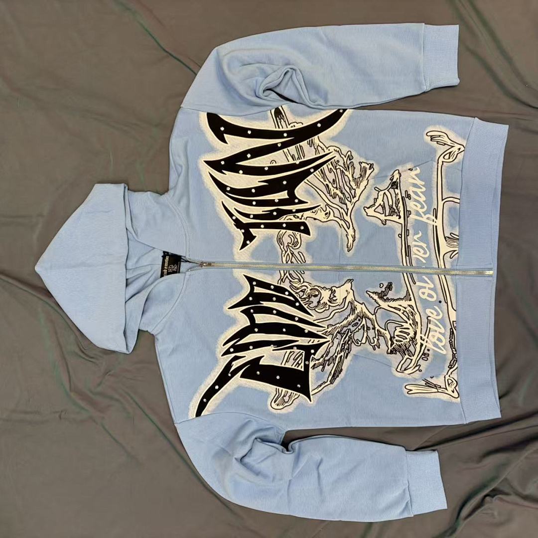 MIXED EMOTION Gothic Wing Embroidery Graphic Hoodie