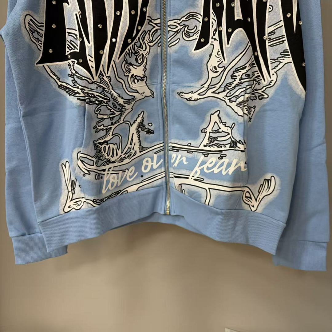 MIXED EMOTION Gothic Wing Embroidery Graphic Hoodie