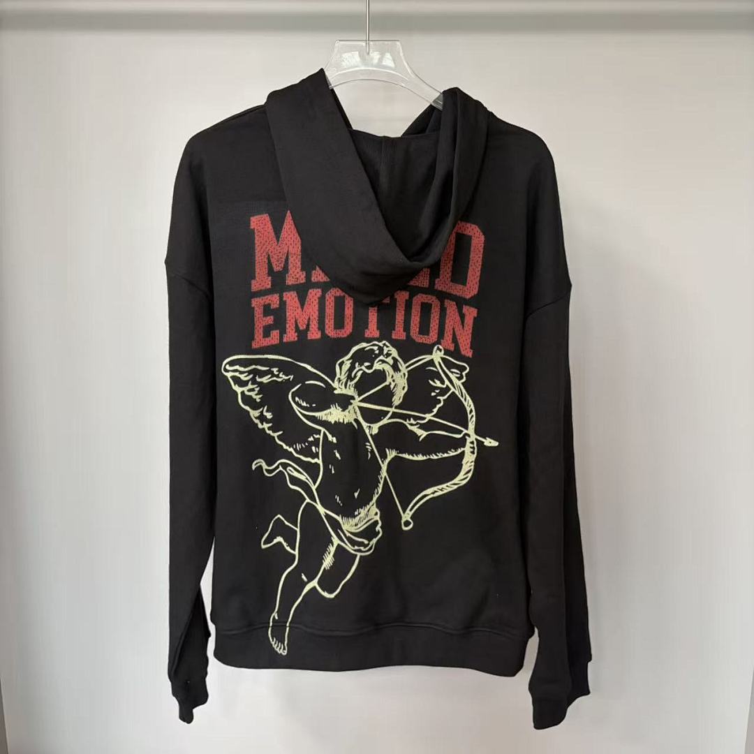 MIXED EMOTION Vintage Wing Graphic Zip-Up Hoodie