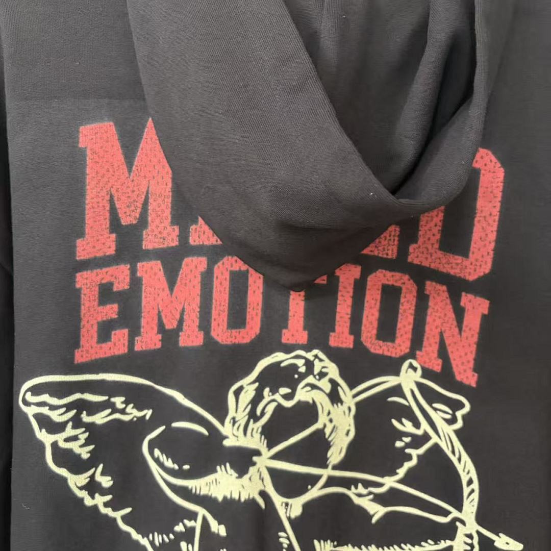 MIXED EMOTION Vintage Wing Graphic Zip-Up Hoodie