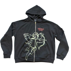 MIXED EMOTION Vintage Wing Graphic Zip-Up Hoodie