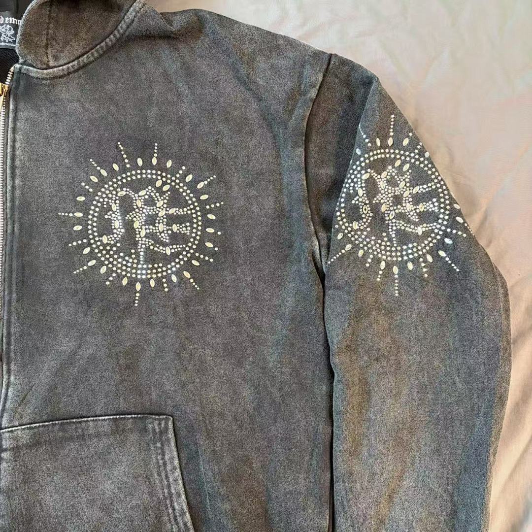 MIXED EMOTION Vintage Washed Zip-Up Jacket