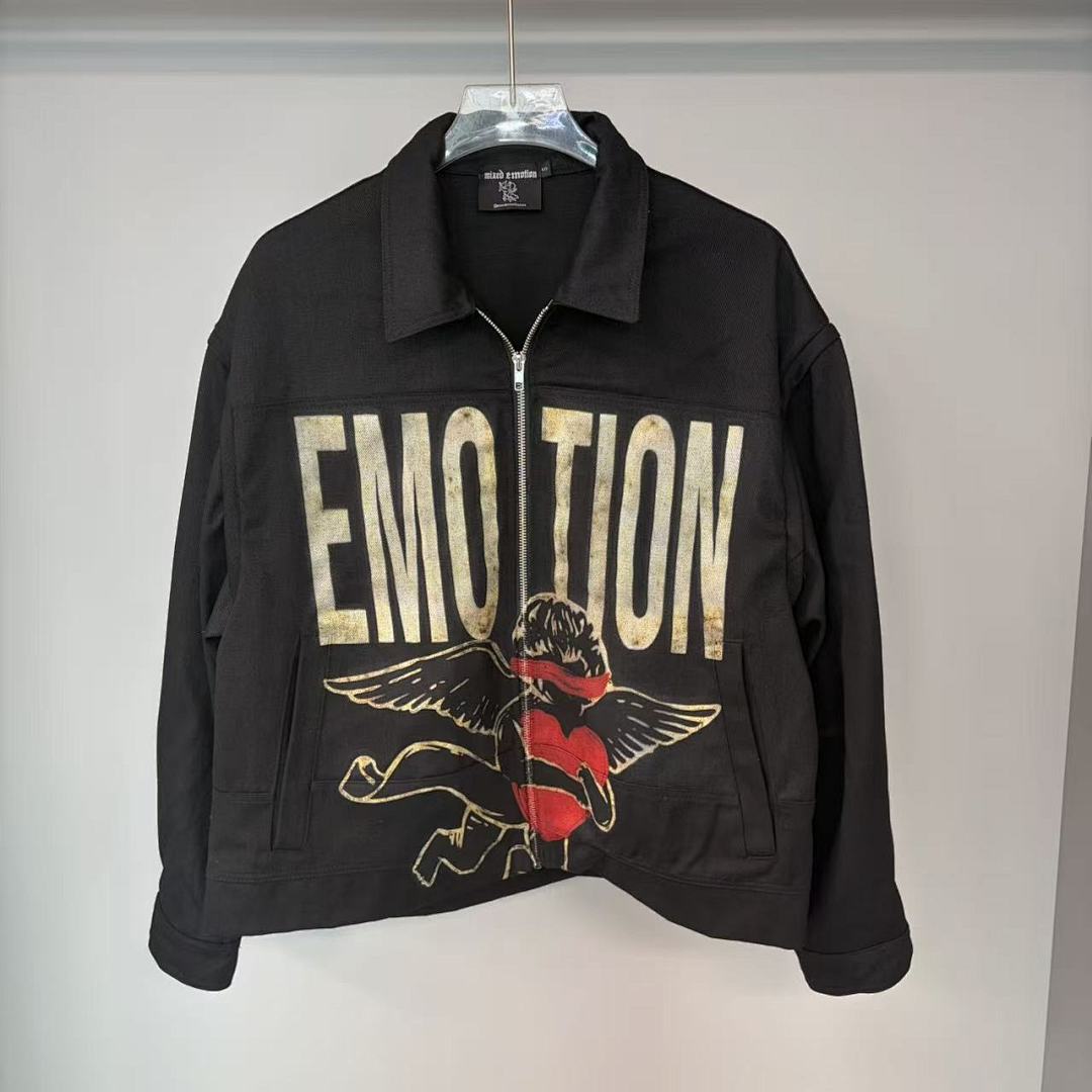 MIXED EMOTION Eagle Script Graphic Zip Jacket