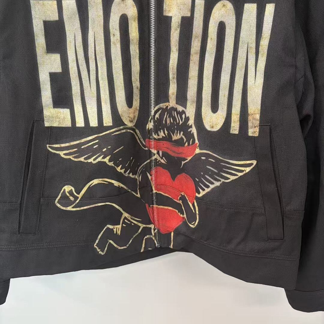 MIXED EMOTION Eagle Script Graphic Zip Jacket