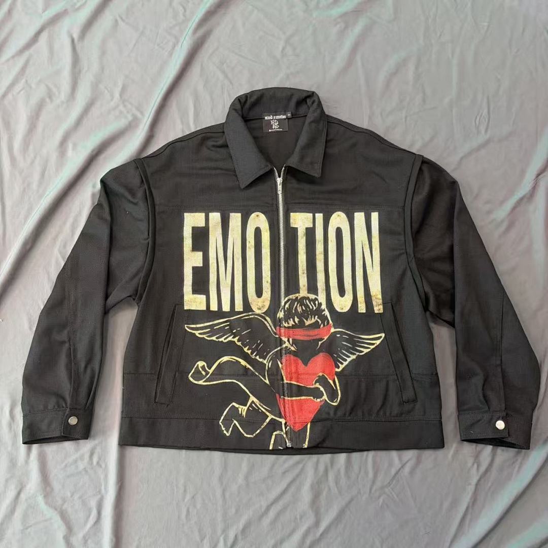 MIXED EMOTION Eagle Script Graphic Zip Jacket