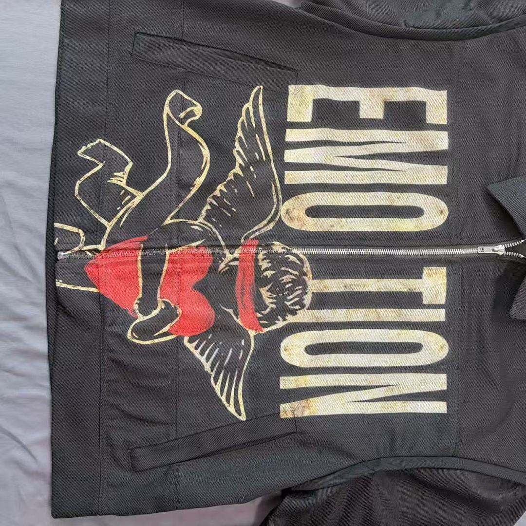 MIXED EMOTION Eagle Script Graphic Zip Jacket