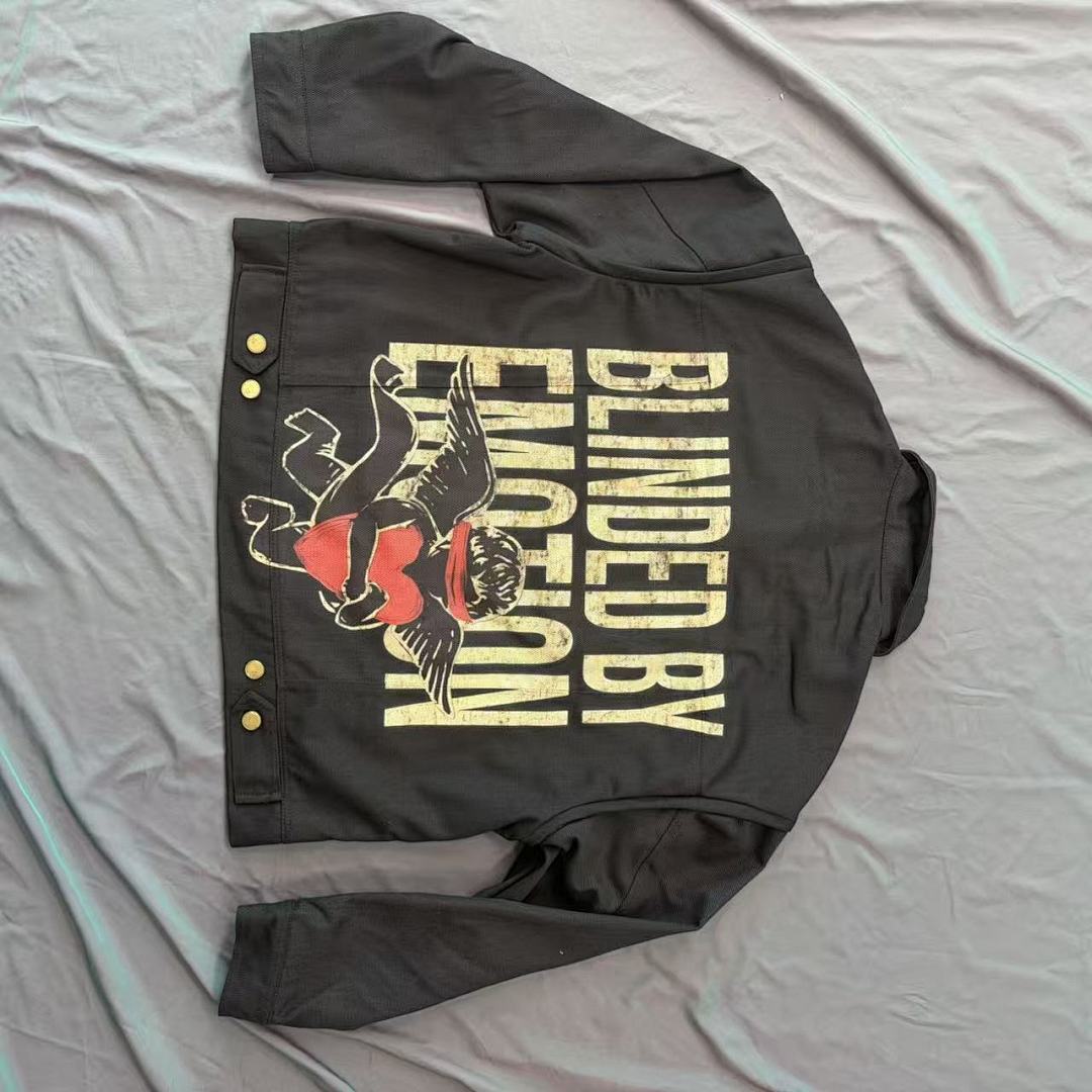 MIXED EMOTION Eagle Script Graphic Zip Jacket
