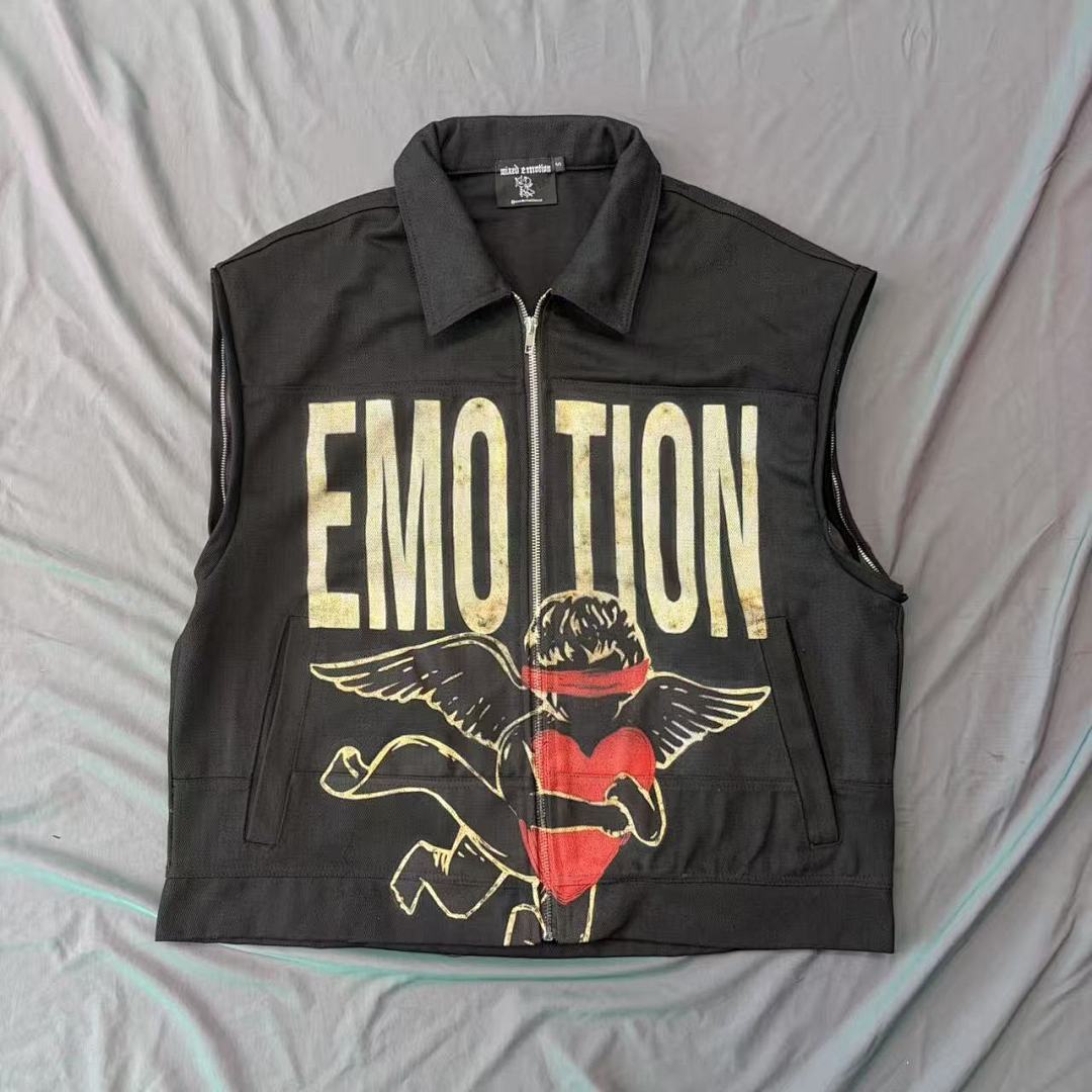 MIXED EMOTION Eagle Script Graphic Zip Jacket
