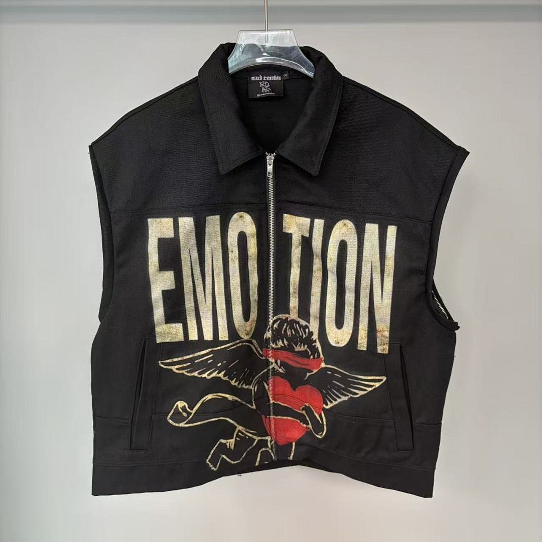 MIXED EMOTION Eagle Script Graphic Zip Jacket