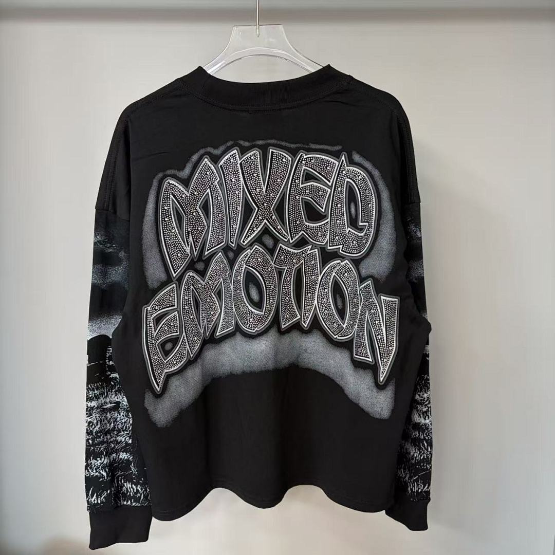 MIXED EMOTION Distressed Character Graphic Long Sleeve Top