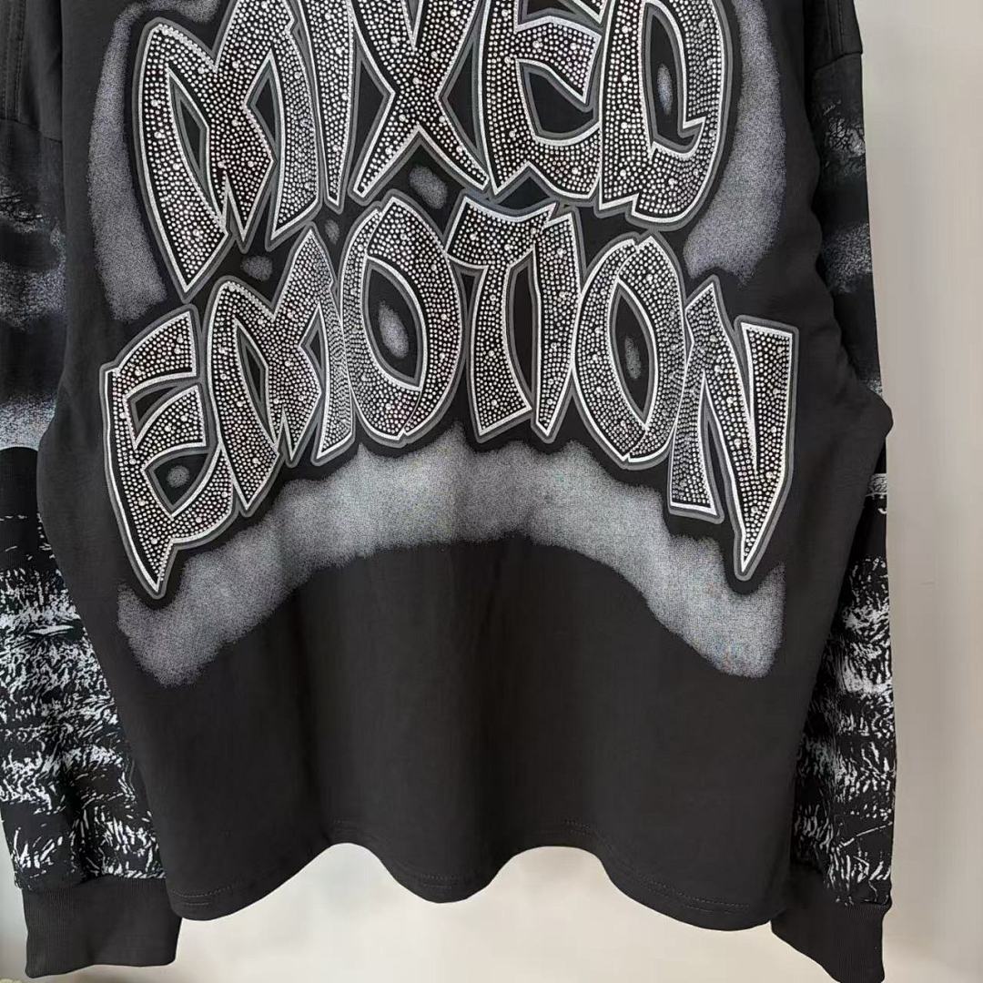 MIXED EMOTION Distressed Character Graphic Long Sleeve Top
