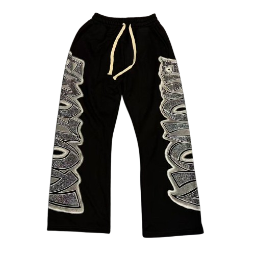 MIXED EMOTION Side Panel Graphic Wide-Leg Pants