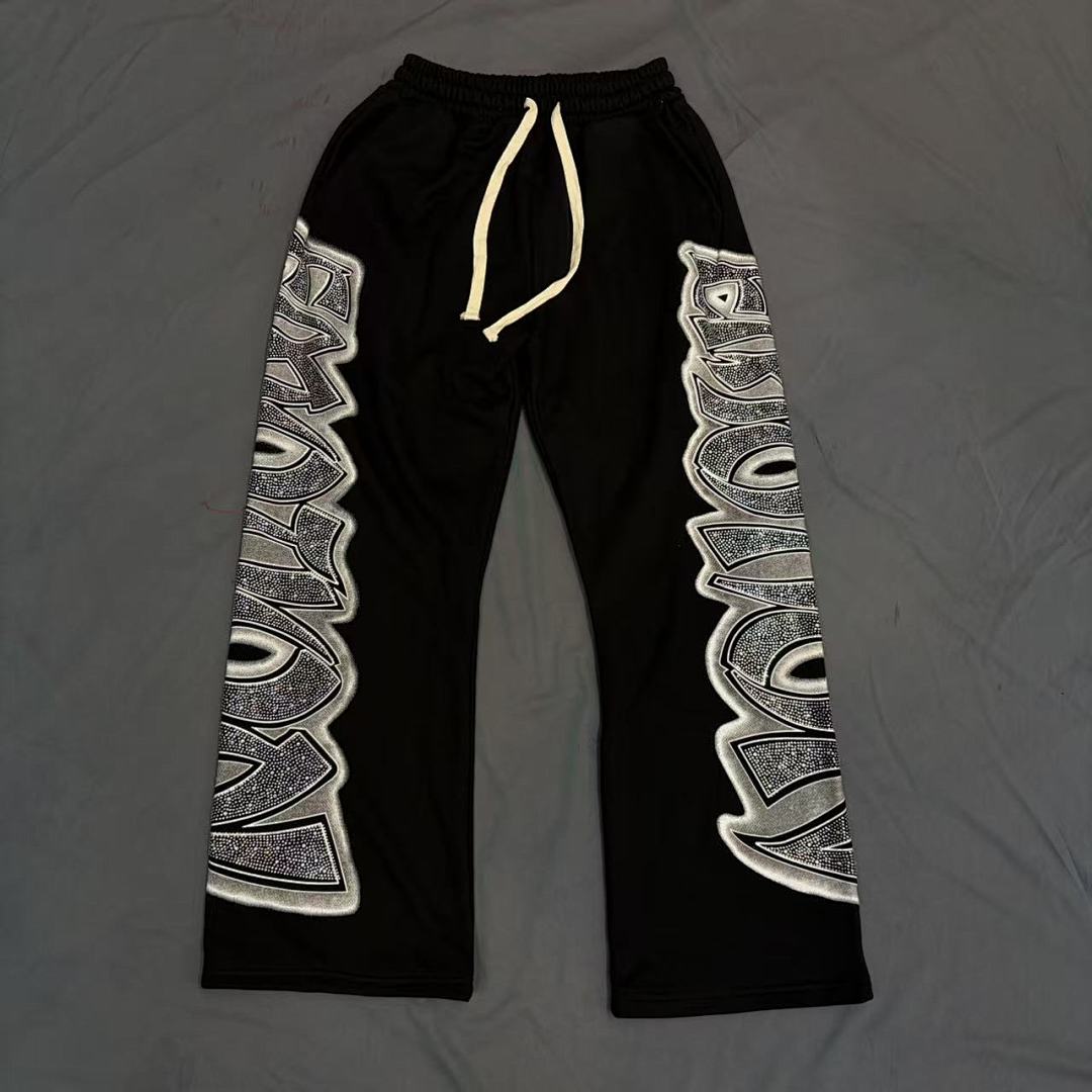 MIXED EMOTION Side Panel Graphic Wide-Leg Pants