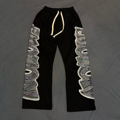 MIXED EMOTION Side Panel Graphic Wide-Leg Pants