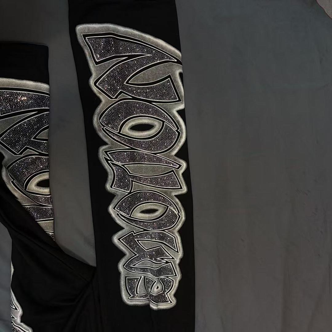 MIXED EMOTION Side Panel Graphic Wide-Leg Pants