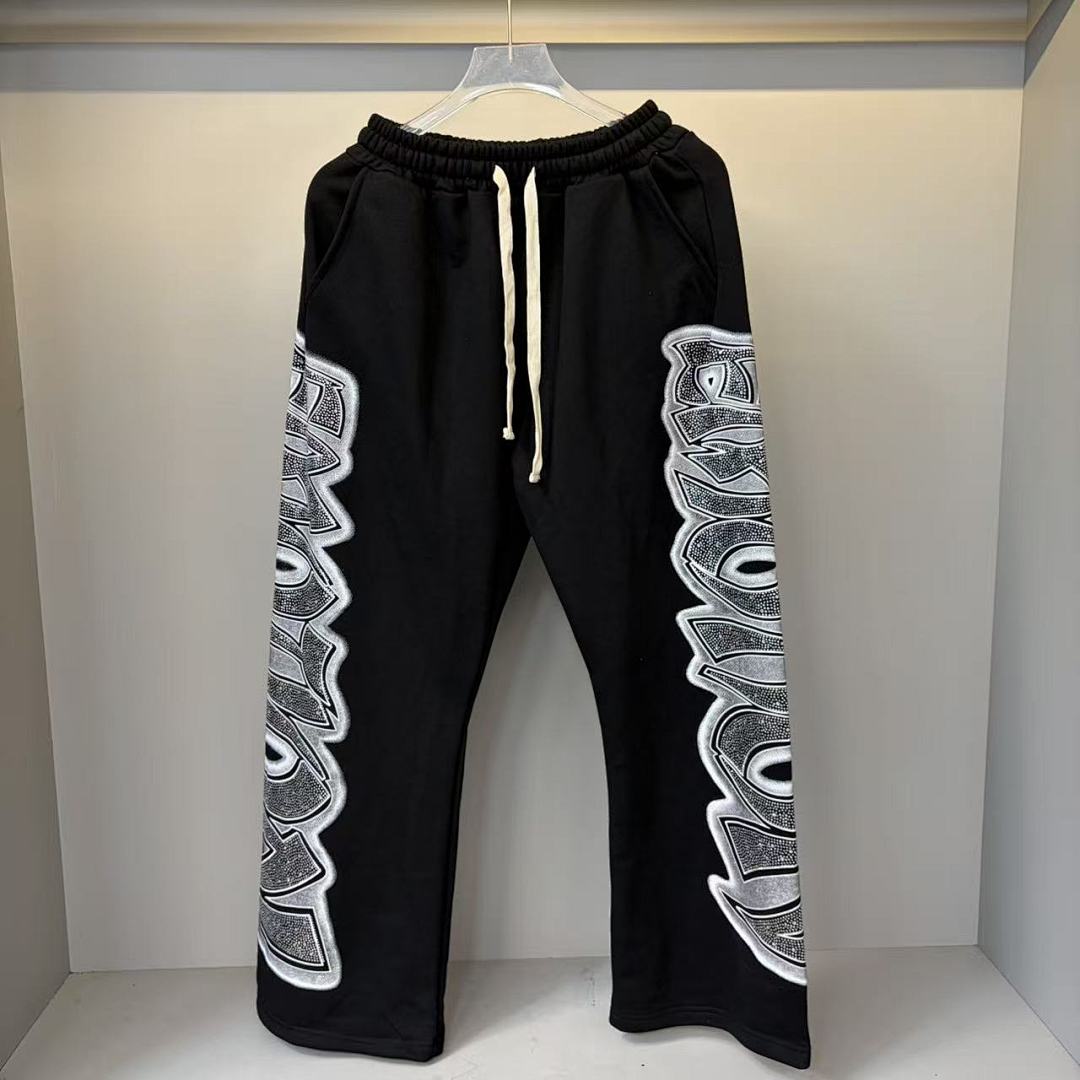 MIXED EMOTION Side Panel Graphic Wide-Leg Pants