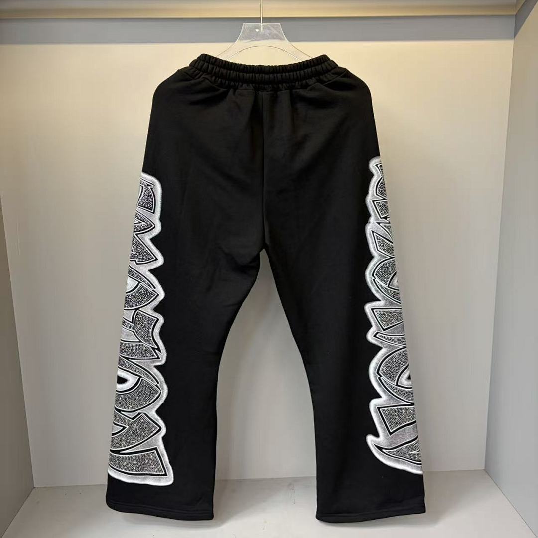 MIXED EMOTION Side Panel Graphic Wide-Leg Pants