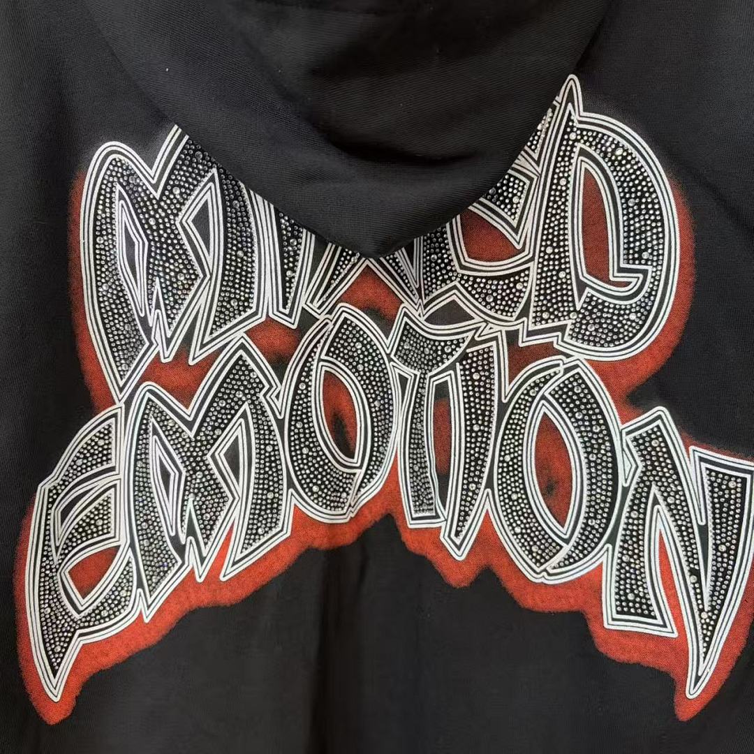 MIXED EMOTION Gothic Character Graphic Zip Hoodie