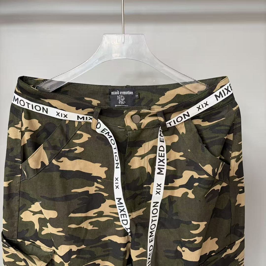 MIXED EMOTION Camo Graphic Utility Cargo Pants