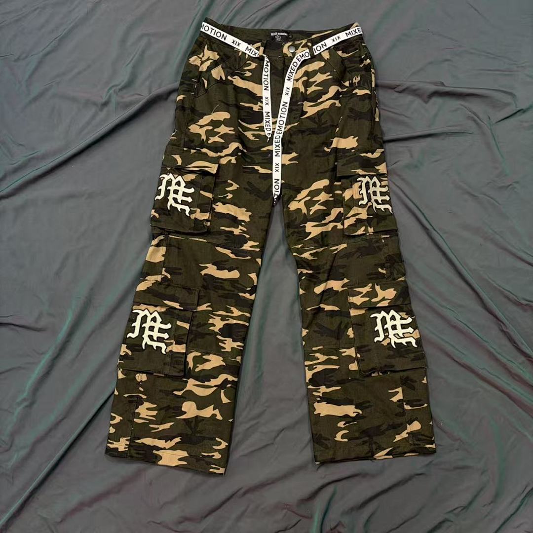 MIXED EMOTION Camo Graphic Utility Cargo Pants