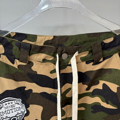 MIXED EMOTION Graphic Patchwork Cargo Casual Shorts