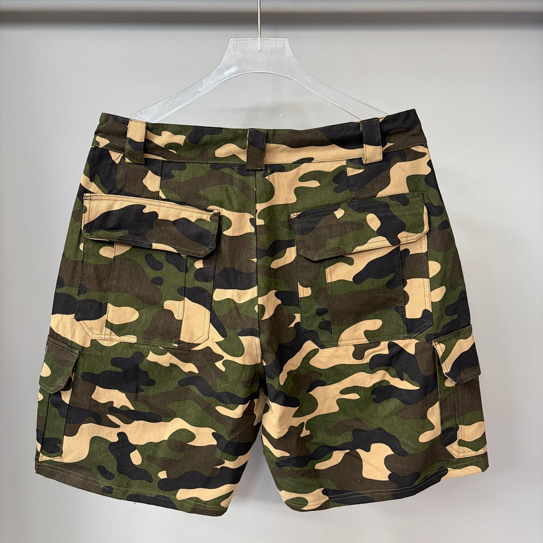 MIXED EMOTION Graphic Patchwork Cargo Casual Shorts