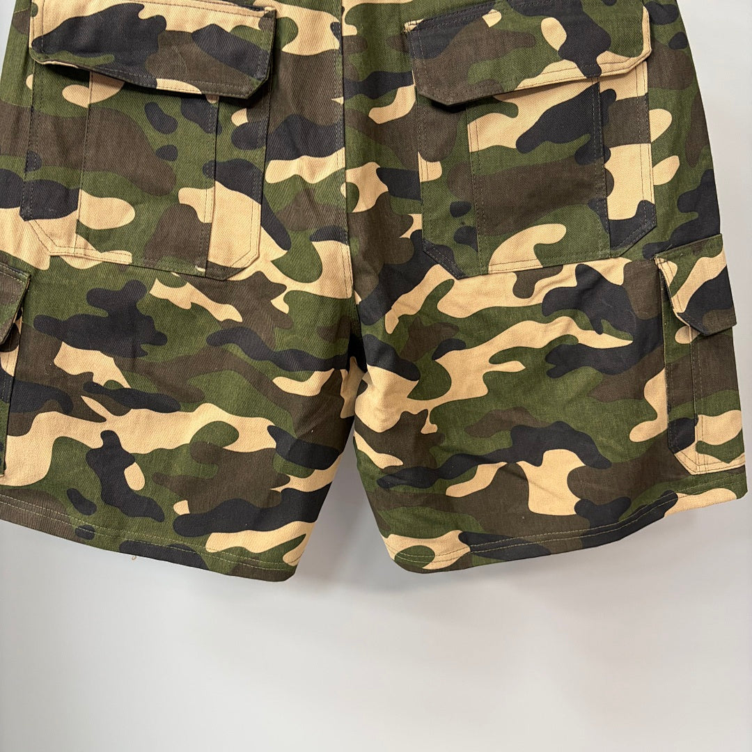 MIXED EMOTION Graphic Patchwork Cargo Casual Shorts