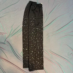 MIXED EMOTION Rhinestone Letter Graphic Relaxed Sweatpants