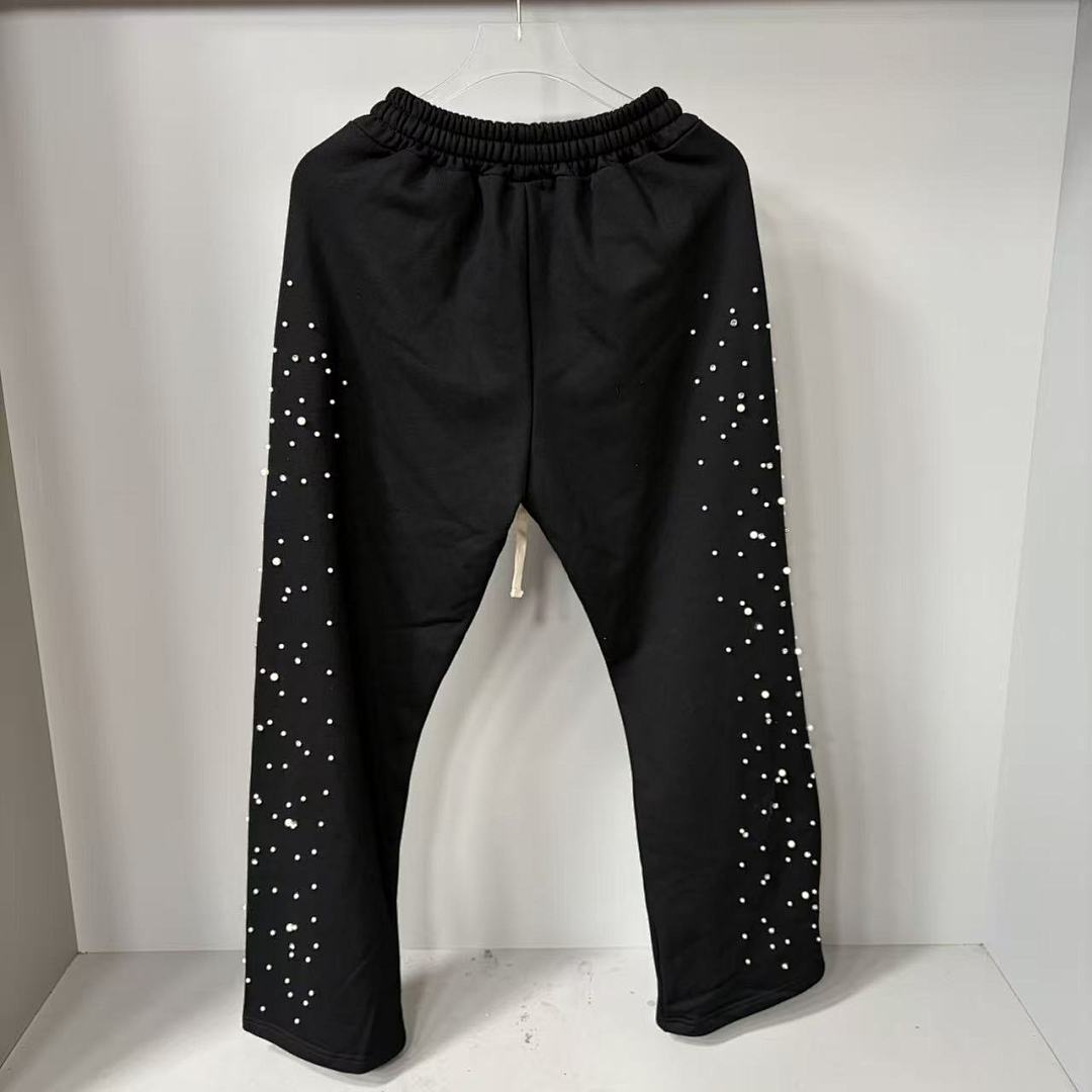 MIXED EMOTION Rhinestone Letter Graphic Relaxed Sweatpants