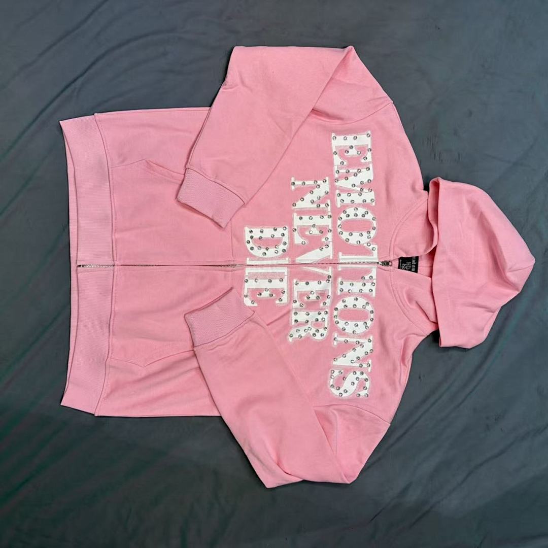 MIXED EMOTION Never Die Statement Graphic Hoodie