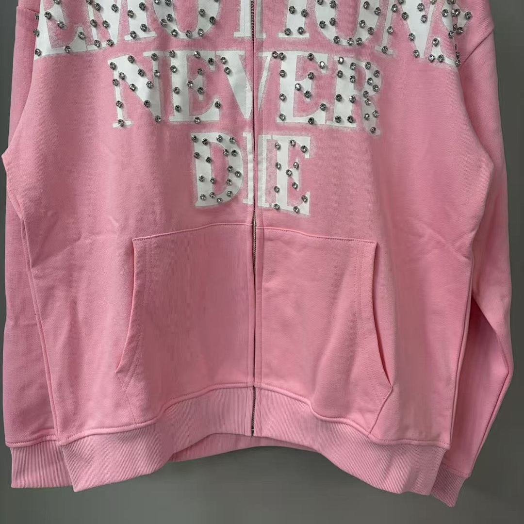 MIXED EMOTION Never Die Statement Graphic Hoodie