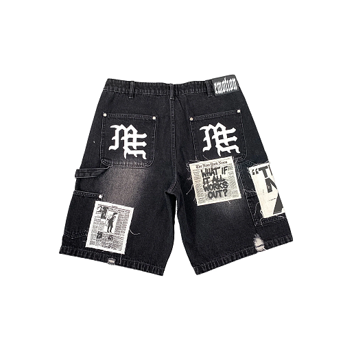 MIXED EMOTION Graphic Poster Print Relaxed Shorts