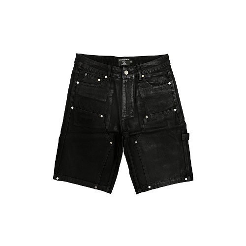 MIXED EMOTION Embroidered Letter Carpenter Denim Shorts