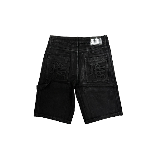 MIXED EMOTION Embroidered Letter Carpenter Denim Shorts