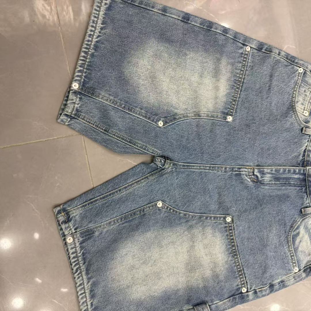 MIXED EMOTION Embroidered Letter Carpenter Denim Shorts