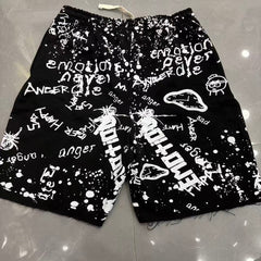 MIXED EMOTION All-Over Logo Print Casual Shorts