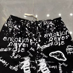 MIXED EMOTION All-Over Logo Print Casual Shorts