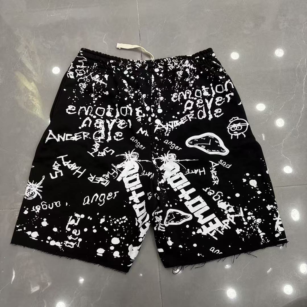 MIXED EMOTION All-Over Logo Print Casual Shorts