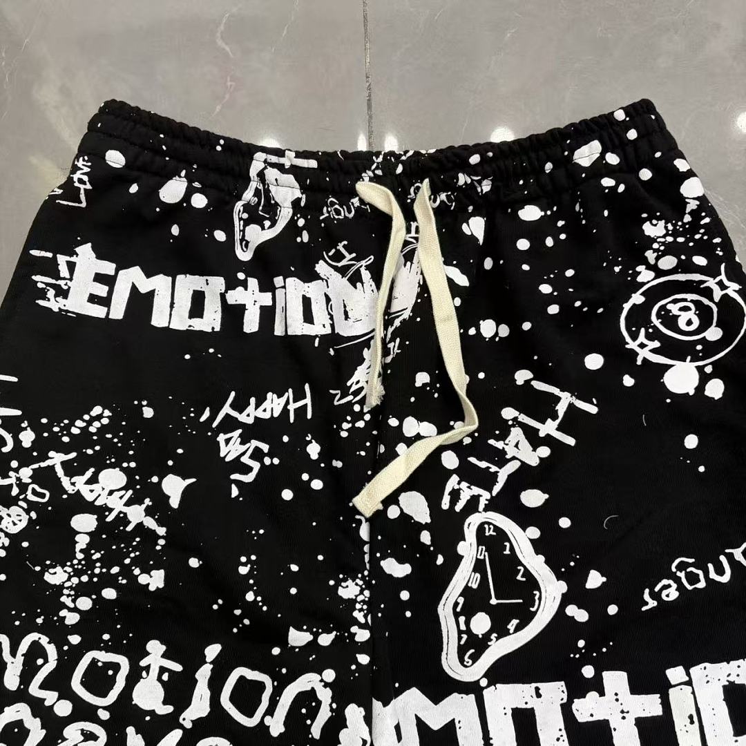 MIXED EMOTION All-Over Logo Print Casual Shorts