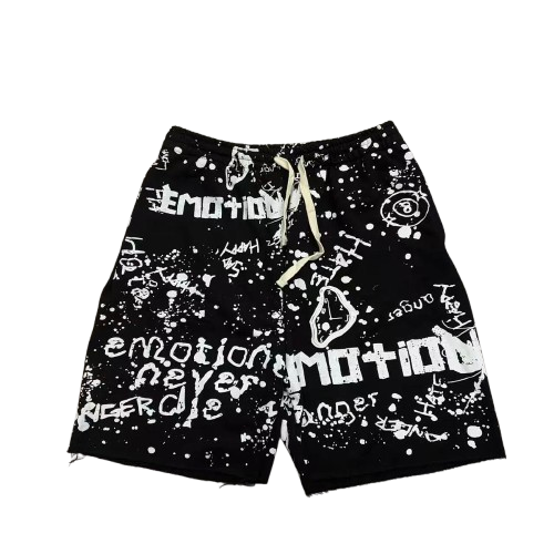 MIXED EMOTION All-Over Logo Print Casual Shorts