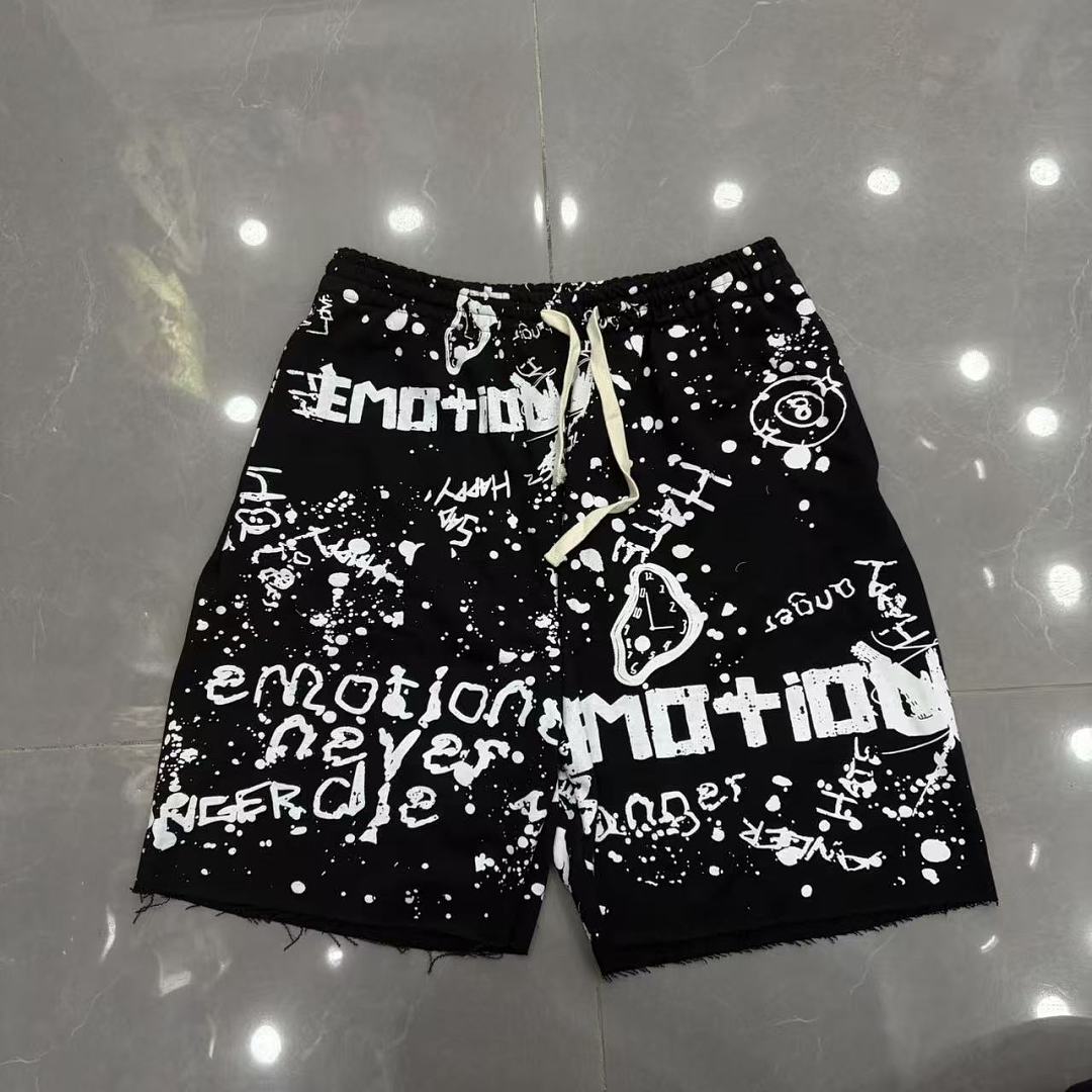 MIXED EMOTION All-Over Logo Print Casual Shorts